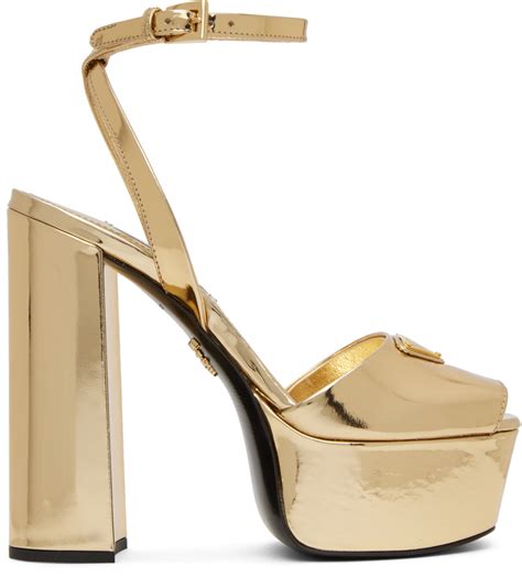 prada gold heels